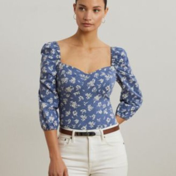 Lauren Ralph Lauren Tops - Lauren Ralph Lauren Blue Floral smocked Blouse size large